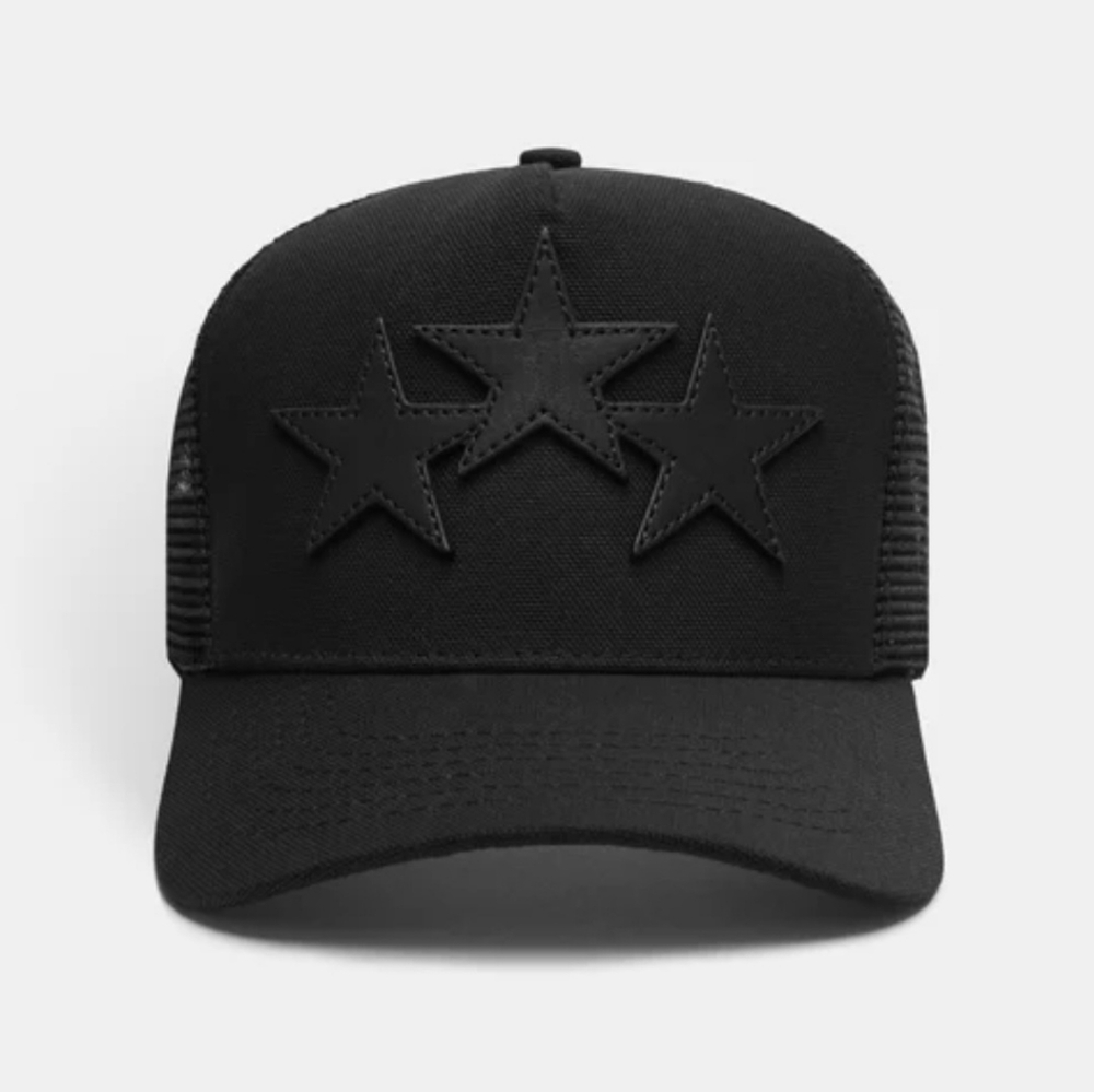 Black 3 Star Embroidered Cap